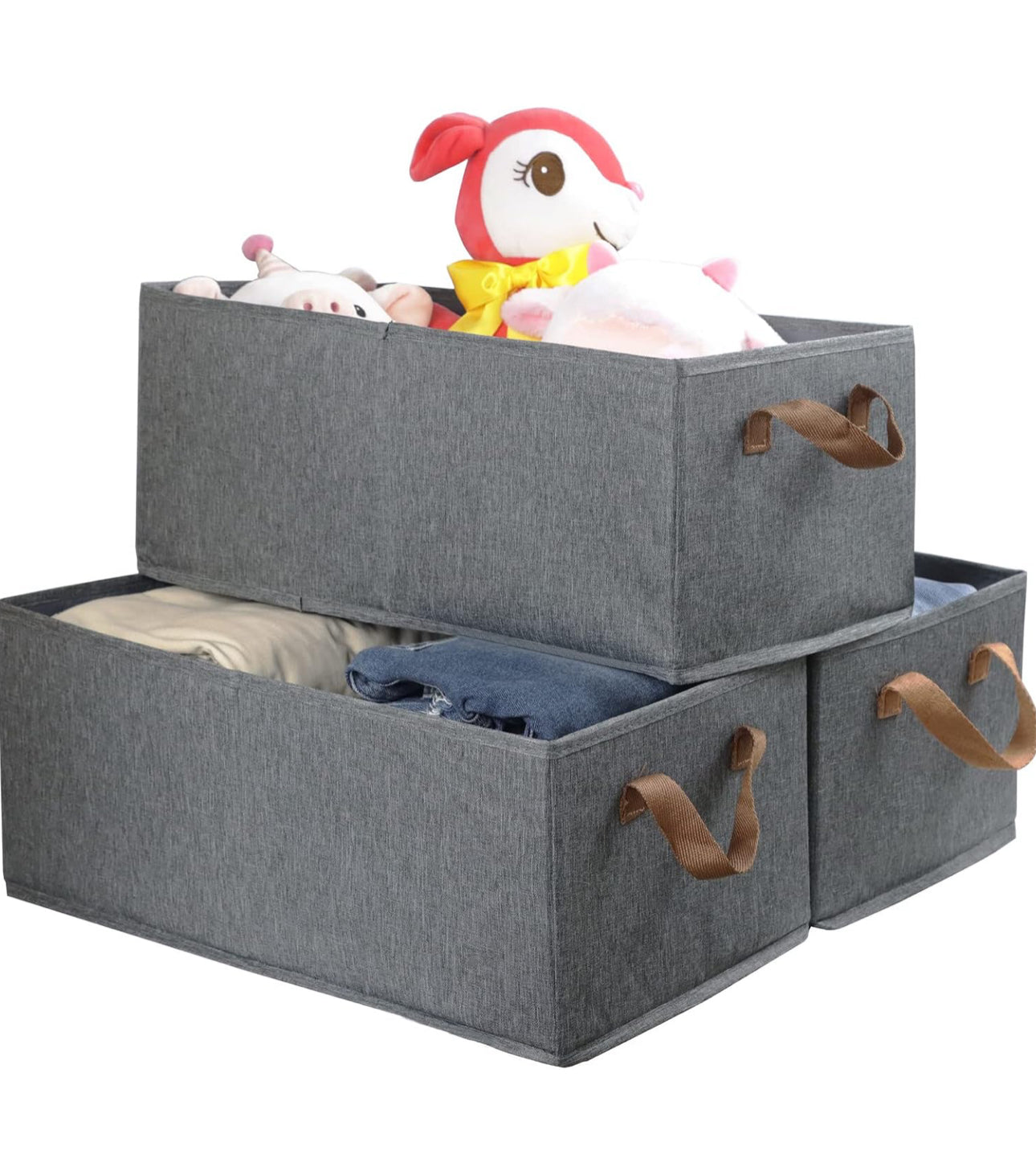 Fabric Storage Cubes Organizer with Handles, Sturdy