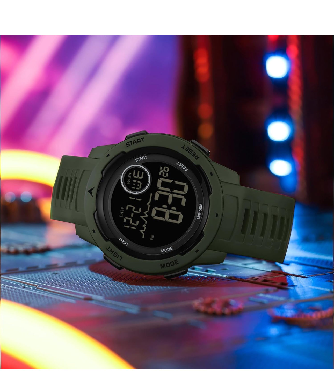 Men's Digital Watch Waterproof Sports Watches Tactical Military Stopwatch Alarm 12/24H Outdoor Mens Wristwatch for Running Swimming