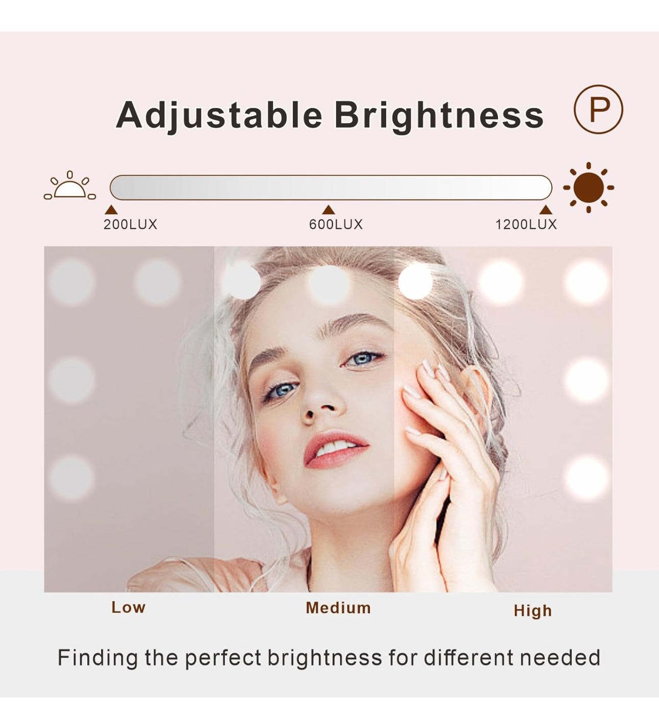 Vanity Mirror with Lights, Hollywood Lighted Makeup Mirror with 18 Dimmable Led Bulbs, 3 Color Lighting Modes, USB Charging Port Touch Control 10x Magnification 26 × 22 inch