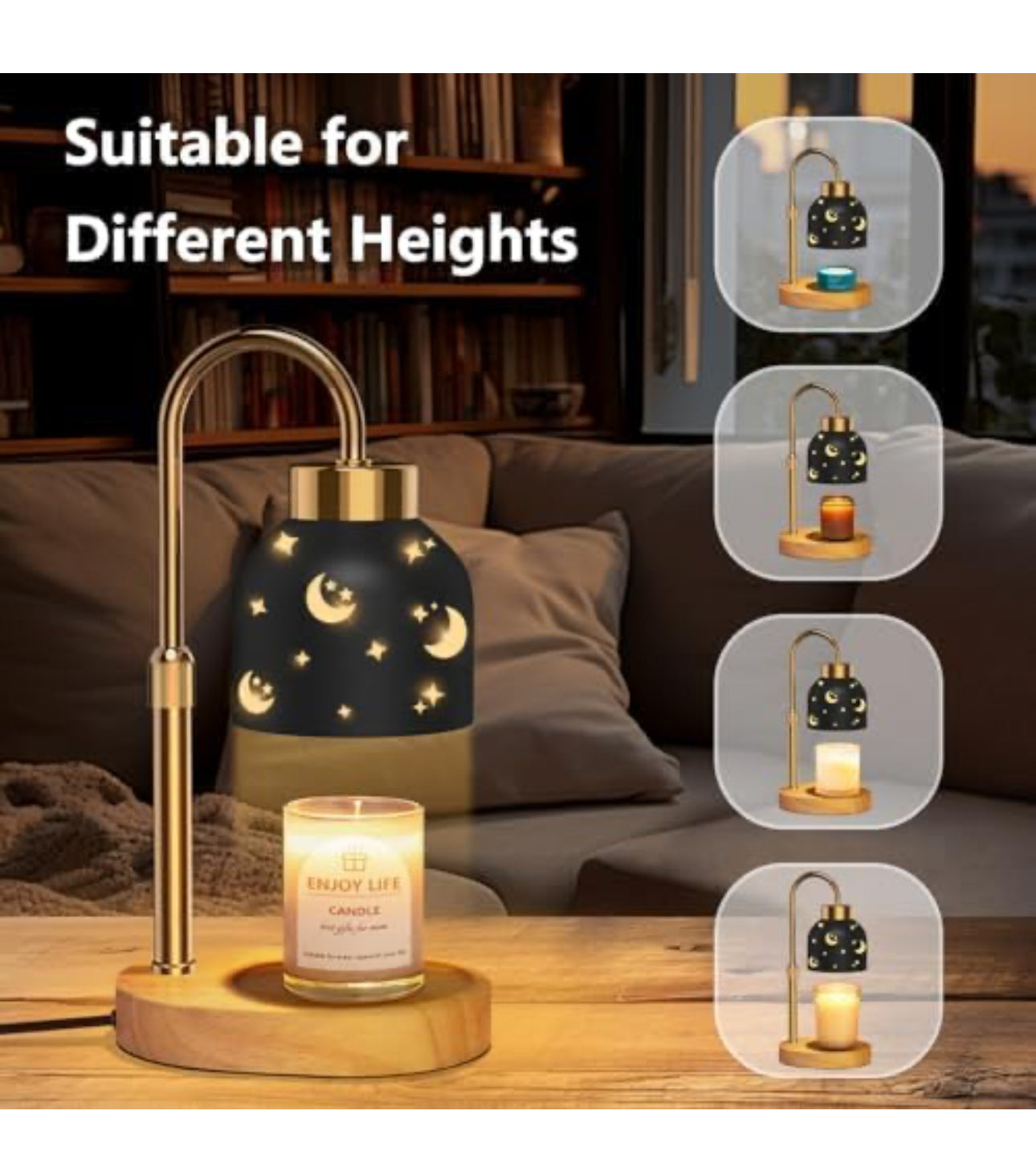 Candle Warmer Lamp with 2 Bulbs, with Dimmer Adjustable Height,Mothers Day Gifts,Vintage Home Decor,2/4/8H Timer