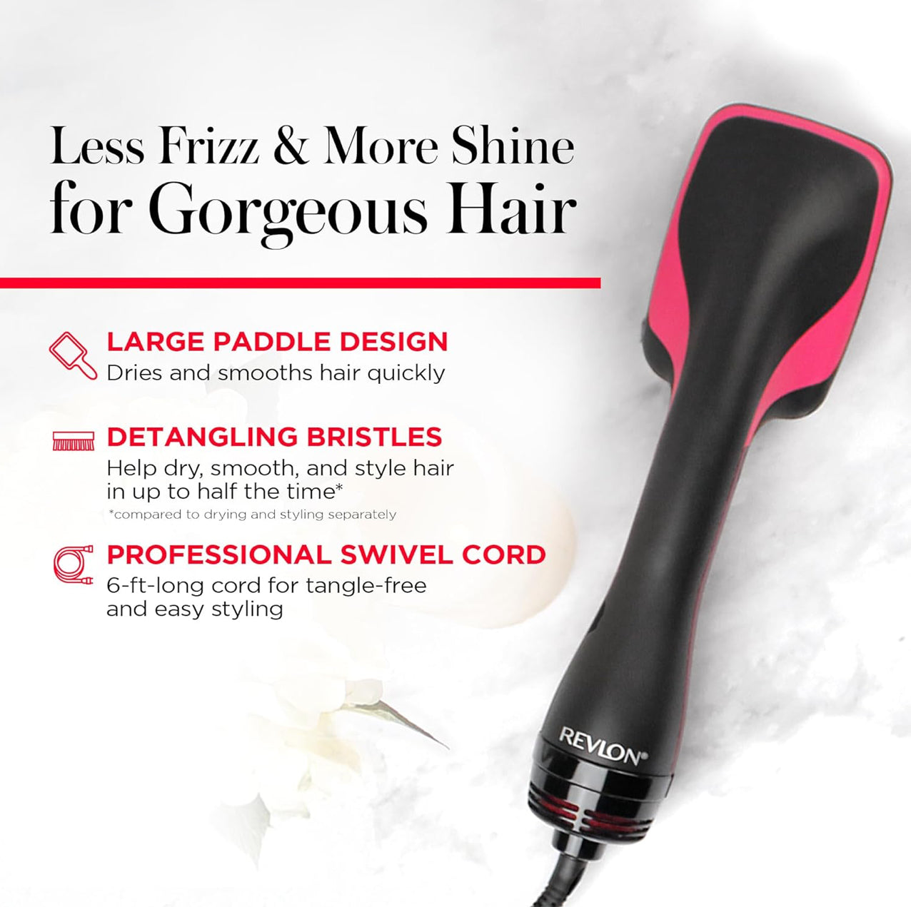 REVLON One-Step Hair Dryer and Styler, All-in-One Detangling and Straightener Brush