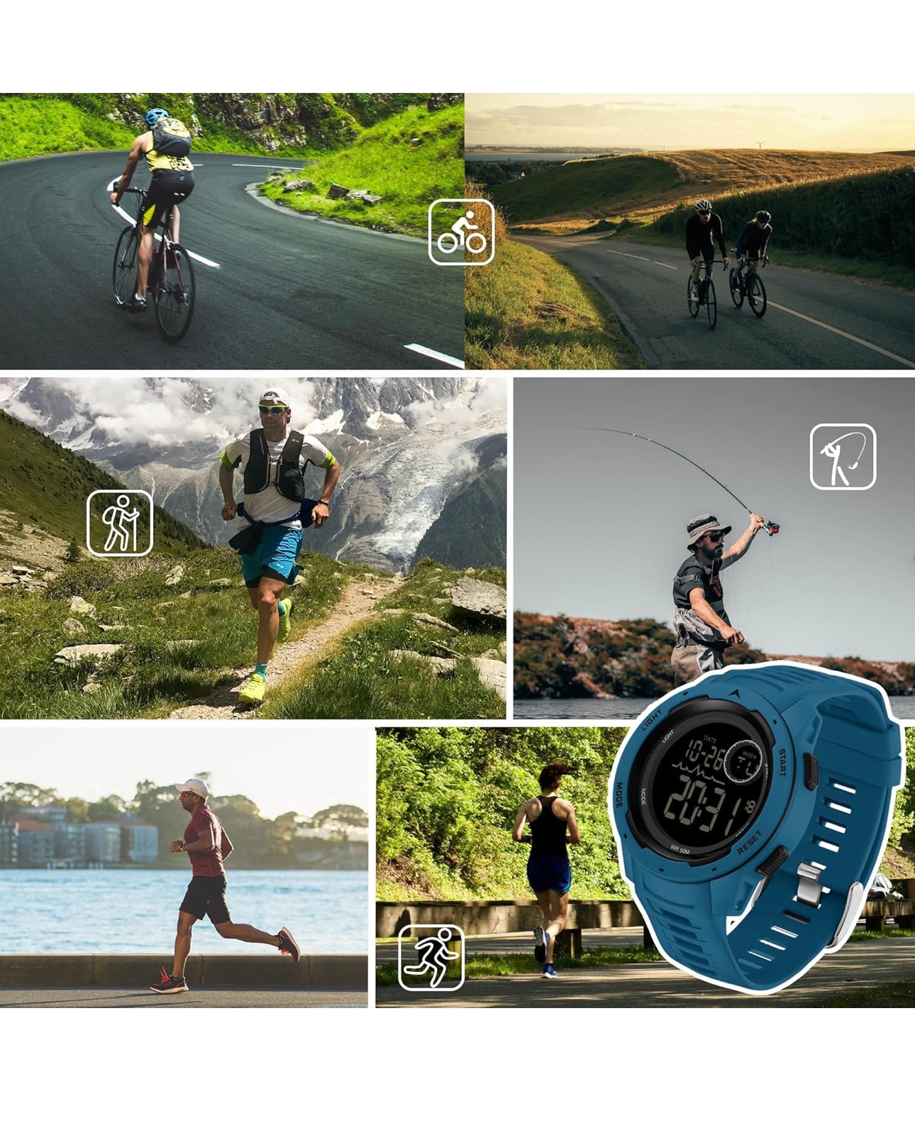 Men's Digital Watch Waterproof Sports Watches Tactical Military Stopwatch Alarm 12/24H Outdoor Mens Wristwatch for Running Swimming