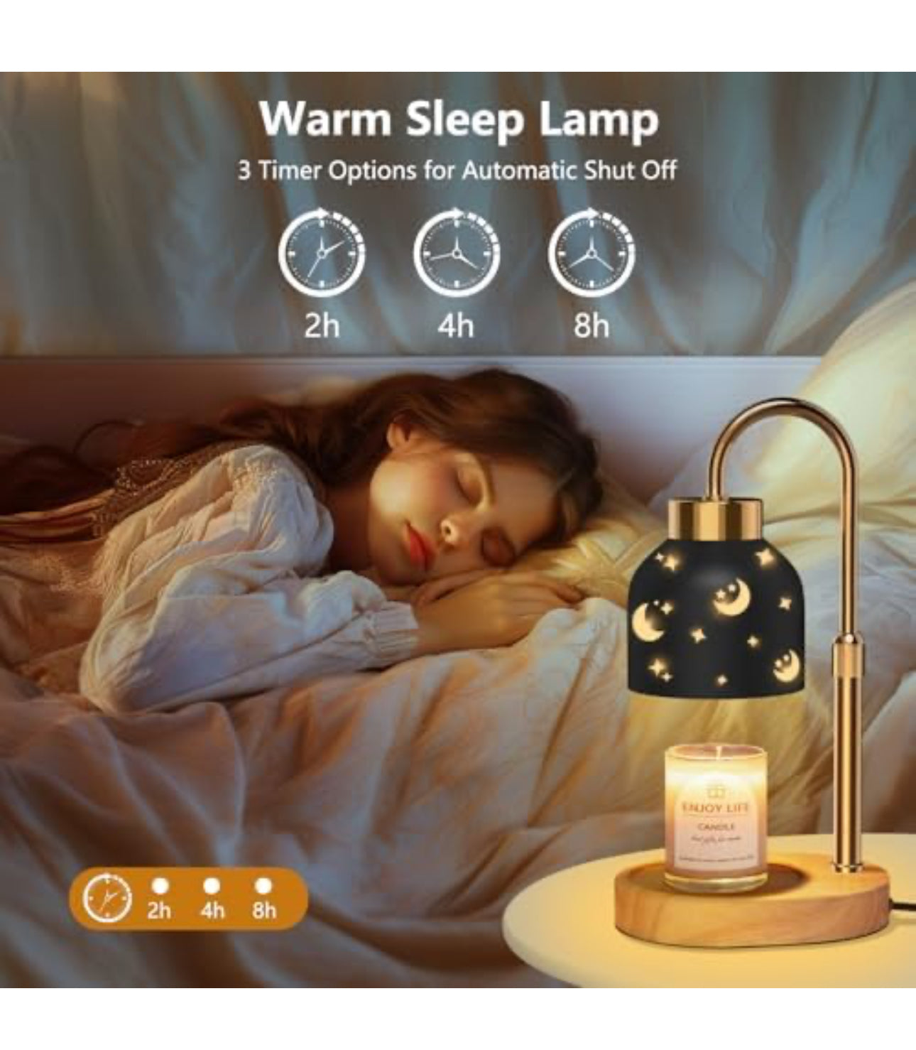 Candle Warmer Lamp with 2 Bulbs, with Dimmer Adjustable Height,Mothers Day Gifts,Vintage Home Decor,2/4/8H Timer