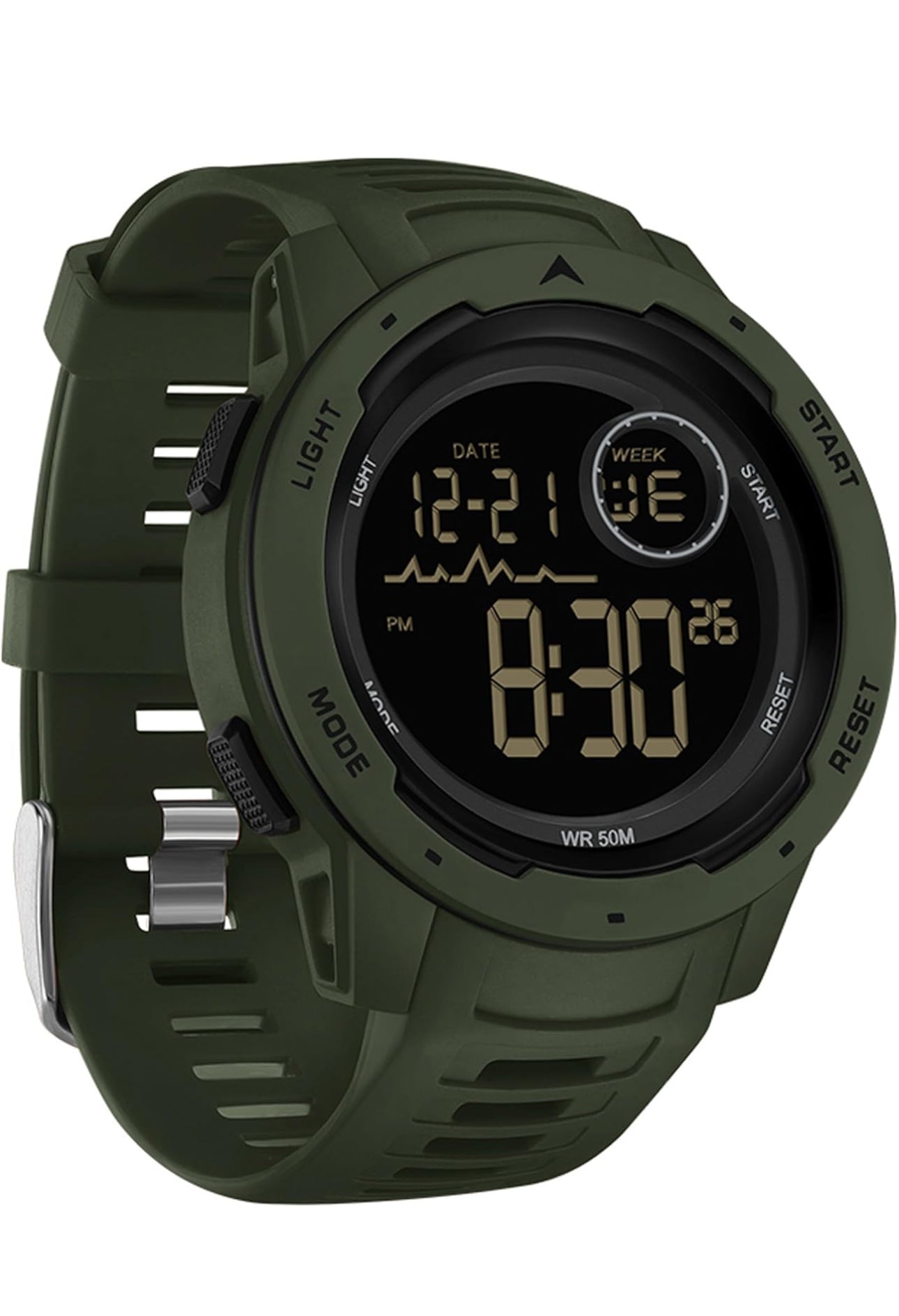 Men's Digital Watch Waterproof Sports Watches Tactical Military Stopwatch Alarm 12/24H Outdoor Mens Wristwatch for Running Swimming