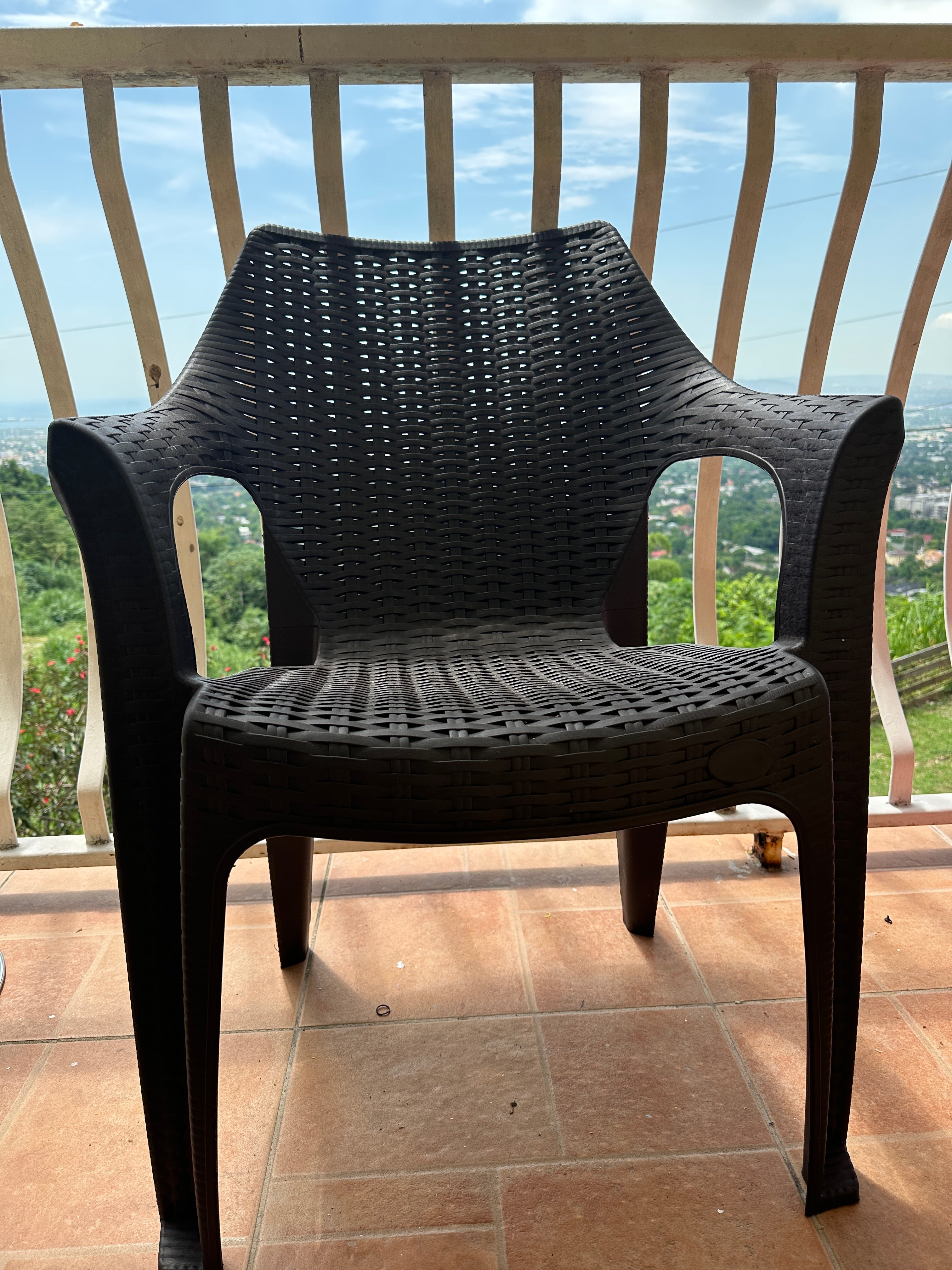 Modern Rattan-Style Armchair