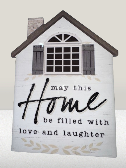 May This Home Be Filled With Love And Laughter Ceramic Table Plaque Sign For Home Office Shelf TABLE DESK