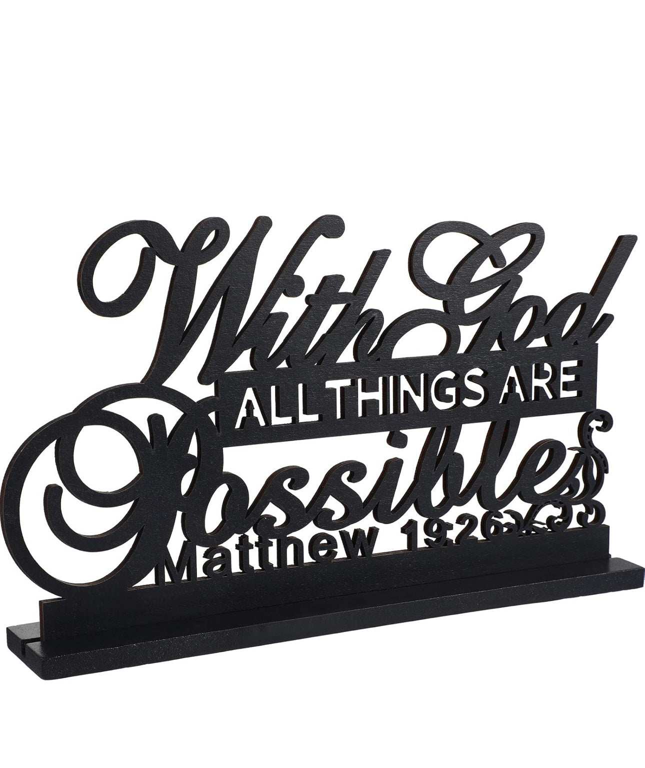 Inspirational Table Art with God All Things Are Possible Positive Sign Home Table Decoration, Motivational Centerpieces Letter Sign Wooden for Faith Motivational Decor (With Lord Possible)