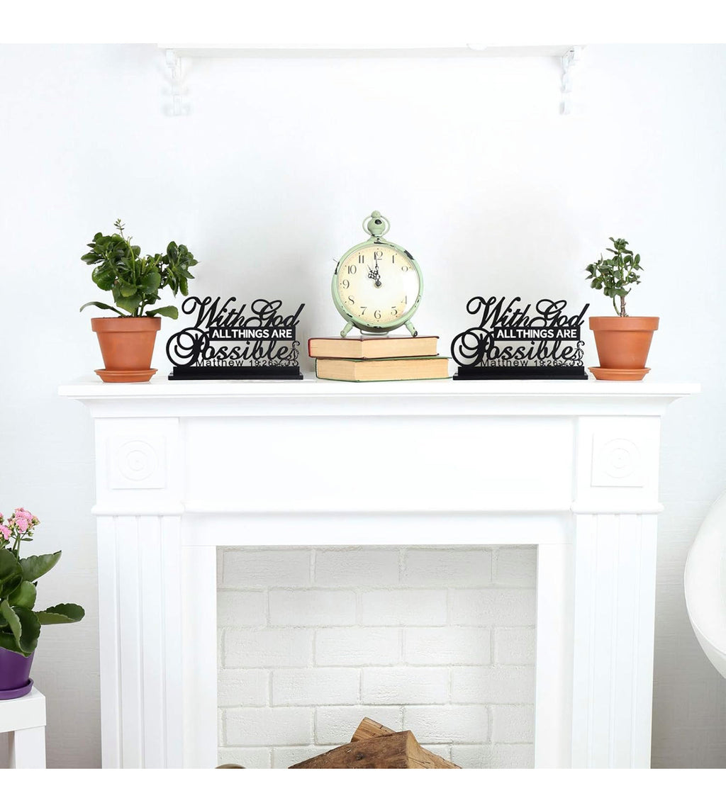 Inspirational Table Art with God All Things Are Possible Positive Sign Home Table Decoration, Motivational Centerpieces Letter Sign Wooden for Faith Motivational Decor (With Lord Possible)