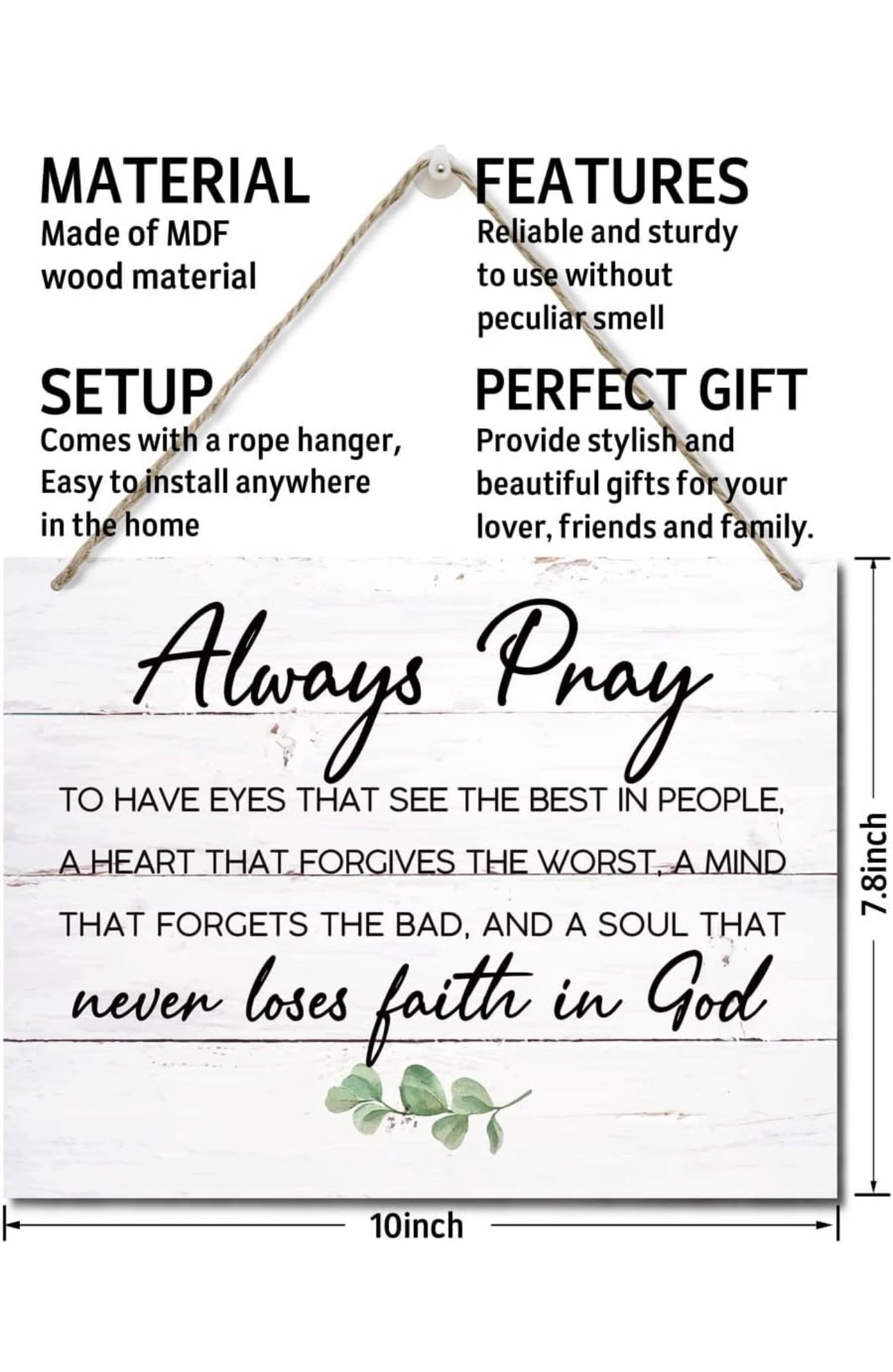 Bible Verse Printed Wood Plaque Sign Wall Hanging, Home Wall Decor Always Pray to Have Eyes Quote Scripture Rustic Hanging Wall Plaque Wood Signs, Christian Sign, Home Decor Sign, Farmhouse Style