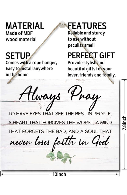 Bible Verse Printed Wood Plaque Sign Wall Hanging, Home Wall Decor Always Pray to Have Eyes Quote Scripture Rustic Hanging Wall Plaque Wood Signs, Christian Sign, Home Decor Sign, Farmhouse Style