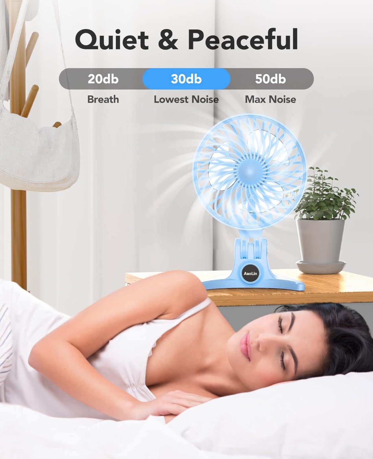 USB Desk Fan, Small Fans with CVT Variable Speeds, Strong Cooling Airflow, Quiet Portable, Desktop Mini Personal Table Fan for Room, Home, Office, Bedroom, Blue