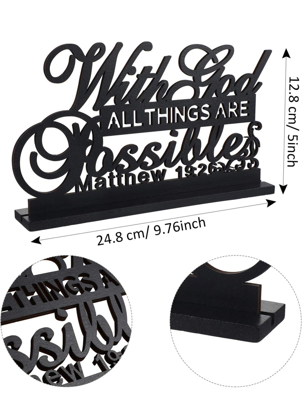 Inspirational Table Art with God All Things Are Possible Positive Sign Home Table Decoration, Motivational Centerpieces Letter Sign Wooden for Faith Motivational Decor (With Lord Possible)