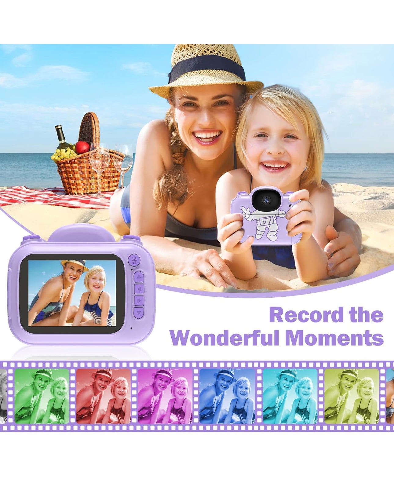 Kids Camera Instant Print- 1080P Digital Video Instant Camera for Kids, 3 Rolls of Printing Paper, 32g SD Card