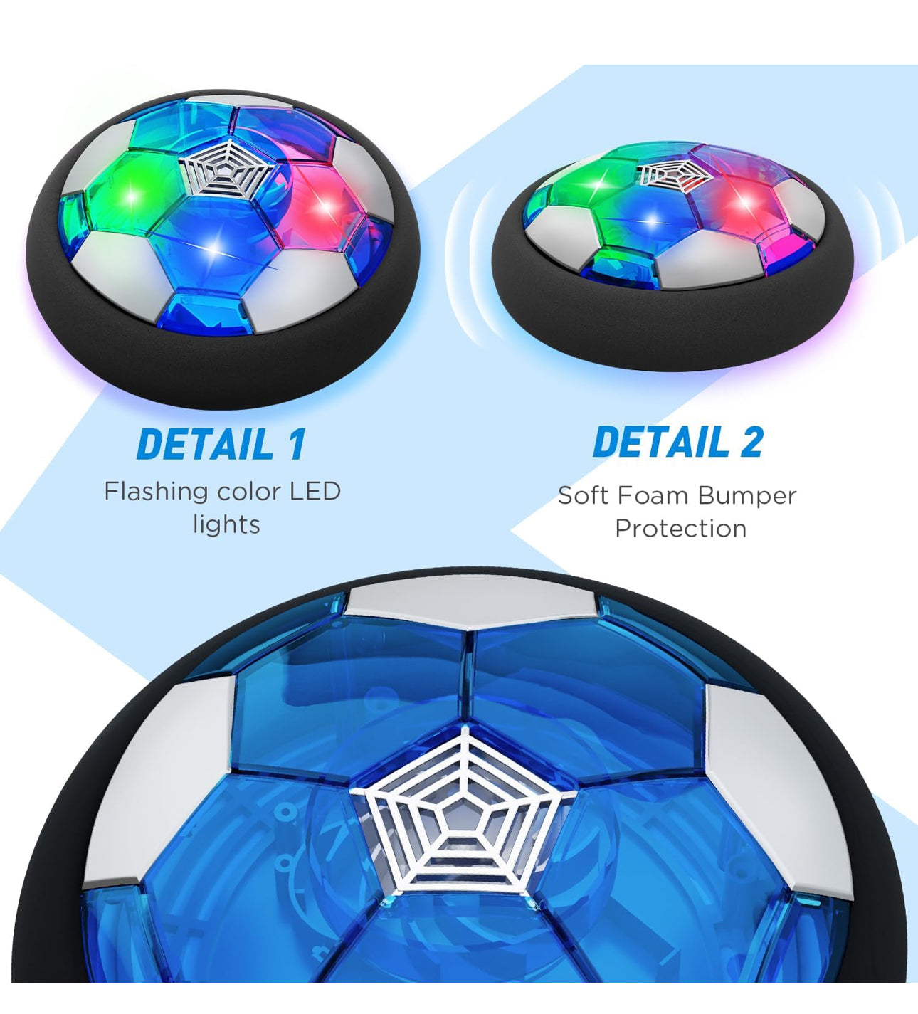 LED Hover Soccer Ball Toys, Air Power Kids Training Ball Playing Football Indoor Outdoor Game