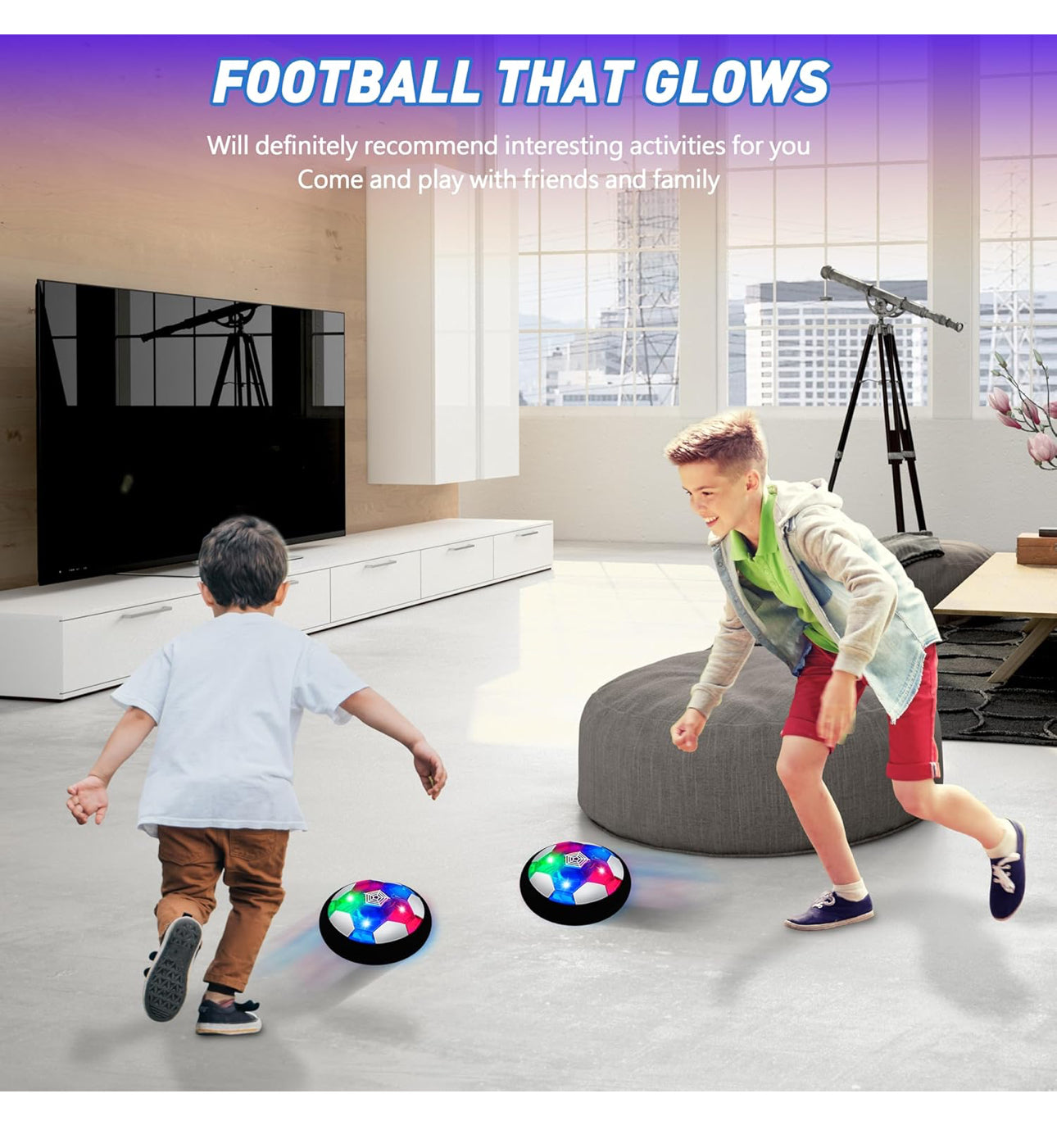 LED Hover Soccer Ball Toys, Air Power Kids Training Ball Playing Football Indoor Outdoor Game
