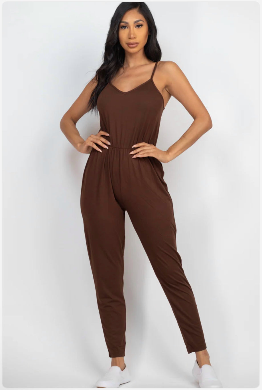 Spaghetti Strap Elastic Waist Jumpsuit